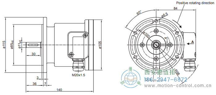 POG 86E增量重載編碼器外形及安裝尺寸(軸型, 帶歐式法蘭B10) - 西安德伍拓自動(dòng)化傳動(dòng)系統(tǒng)有限公司